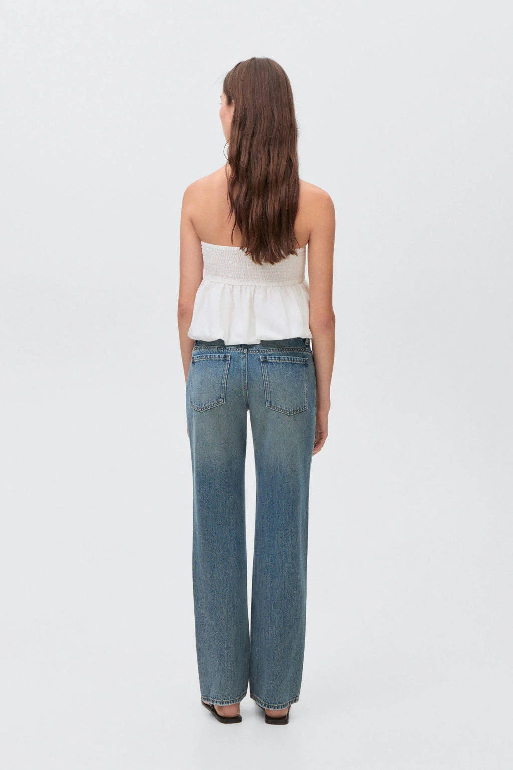 MANGO TEEN low waist straight leg jeans medium blue denim