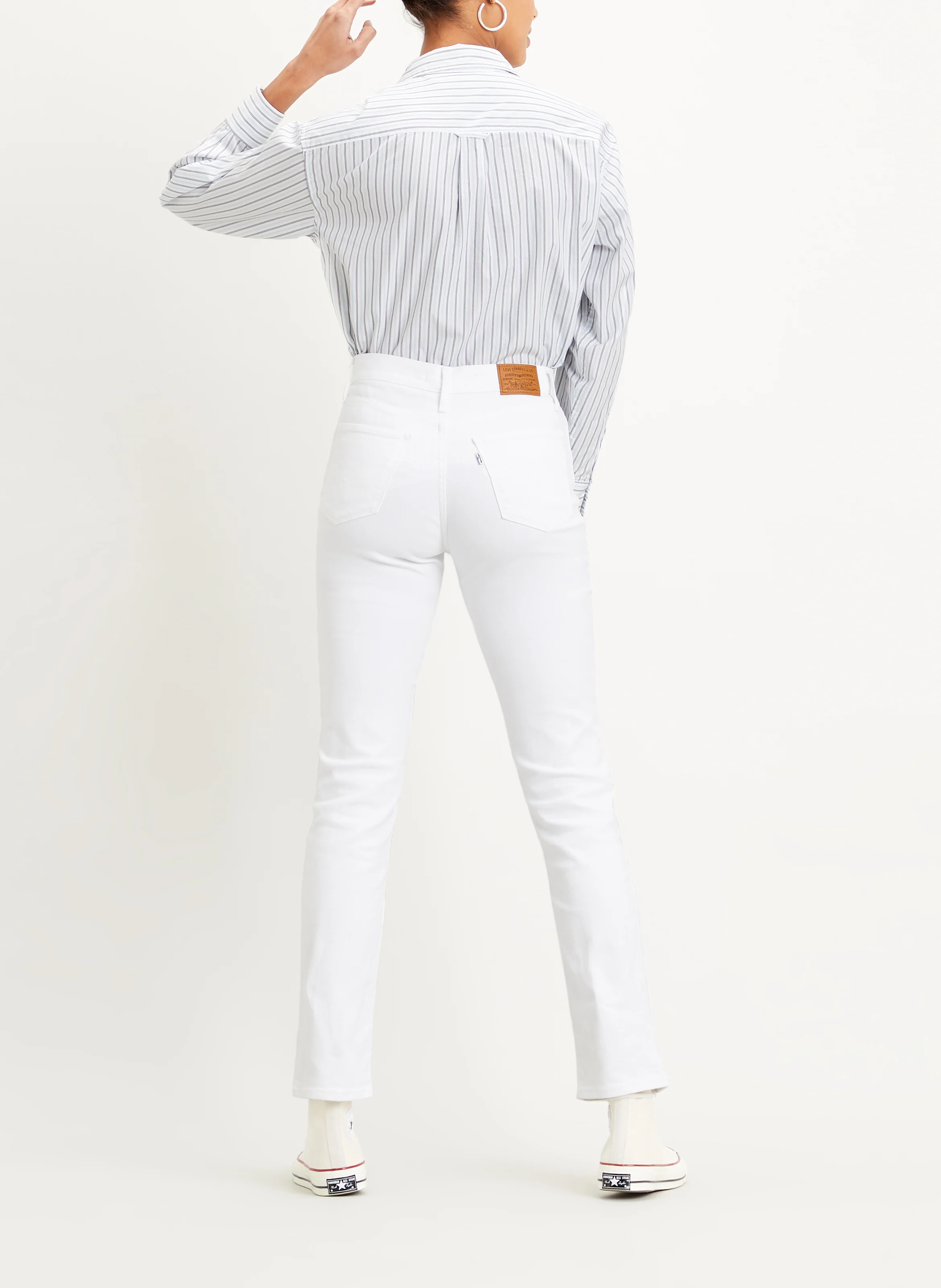 724 HIGH RISE STRAIGHT - Jean droit taille haute en coton mélangé | Blanc