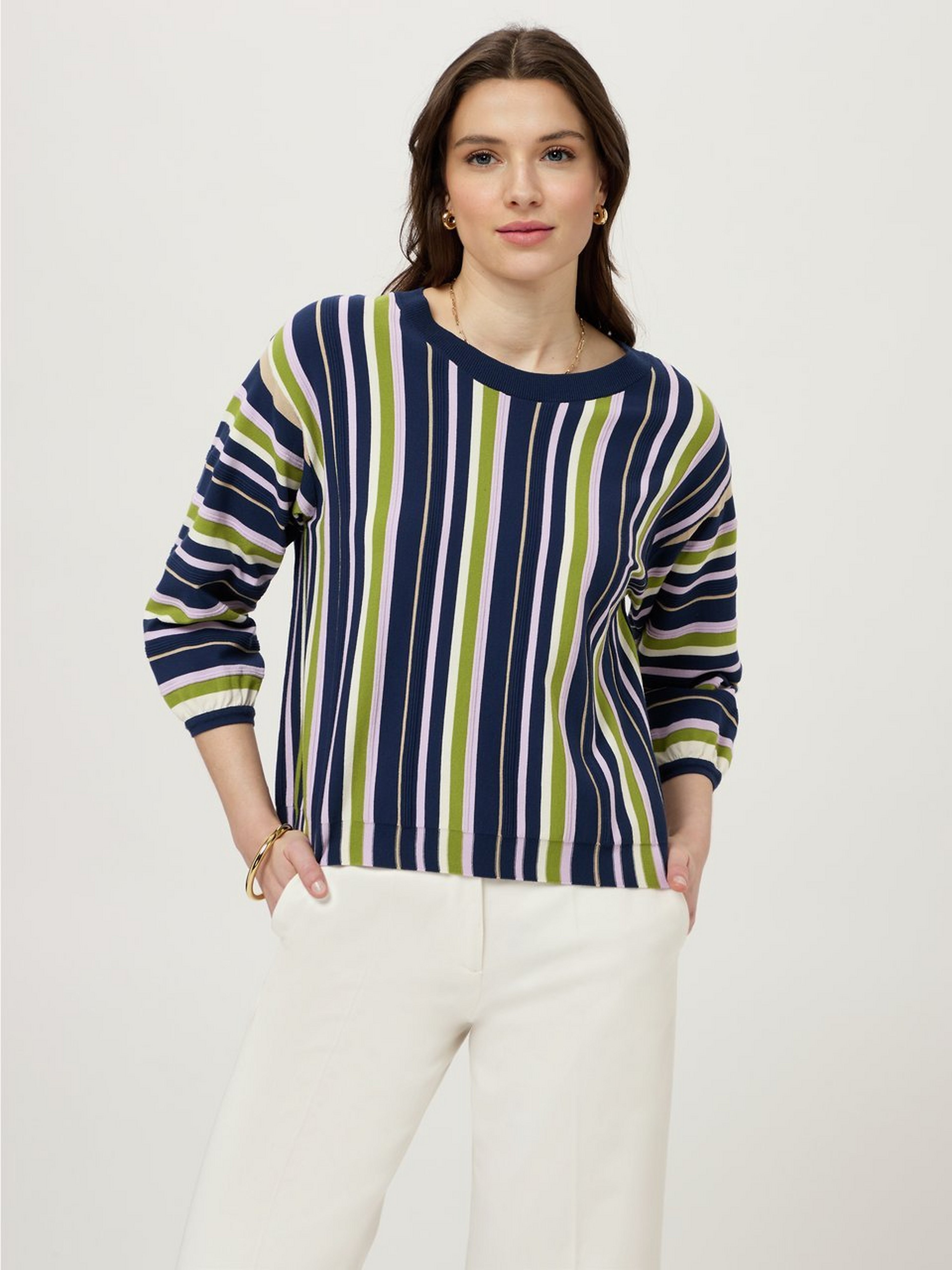 Rundhals-Pullover mit 3/4-Arm