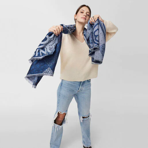 Foulard Kaos Mini Stamp de jacquard azul