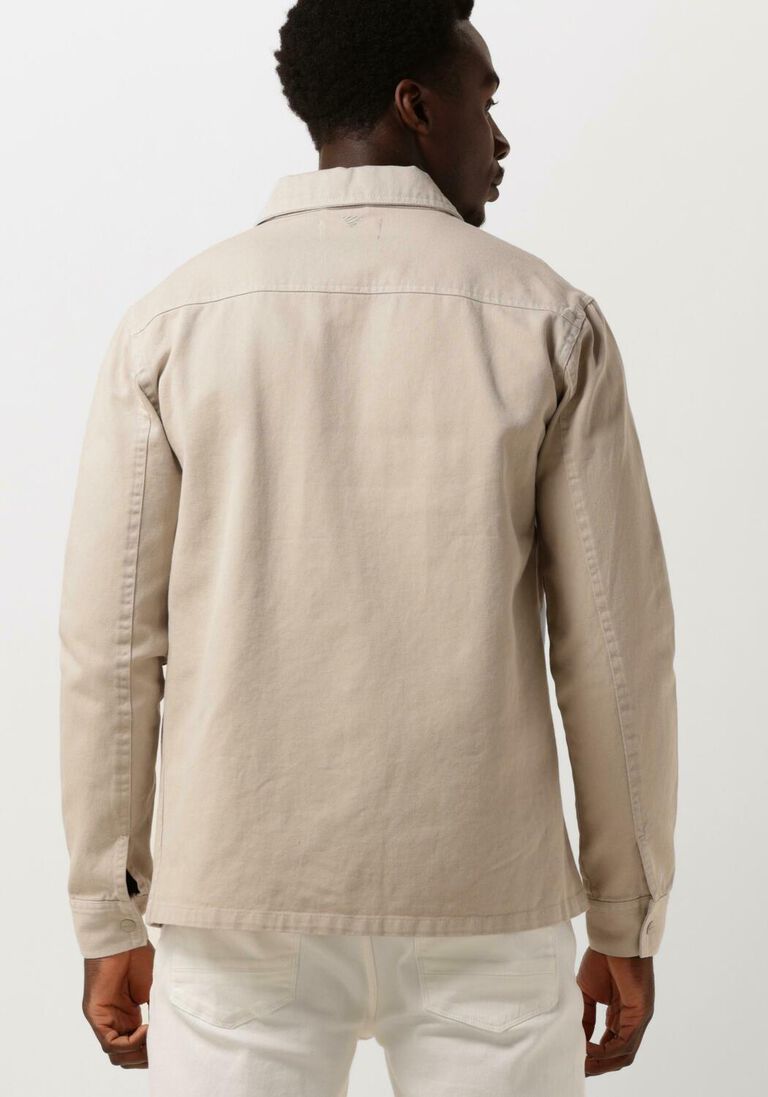 PURE PATH zand pure path overshirt twill shirt with chest pockets and garment dye