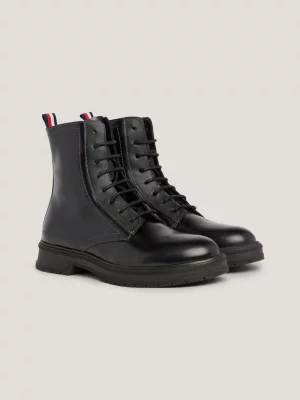 Botas de tornozelo de couro com cadarço
