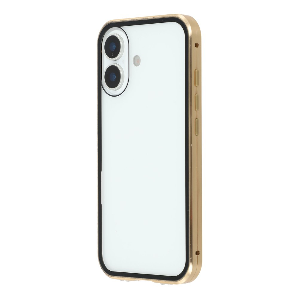 iPhone 17 Magnetische Alu Schutzhülle mit Panzer Glas Backcover   Displayschutz (Magnet-Technologie) - Gold