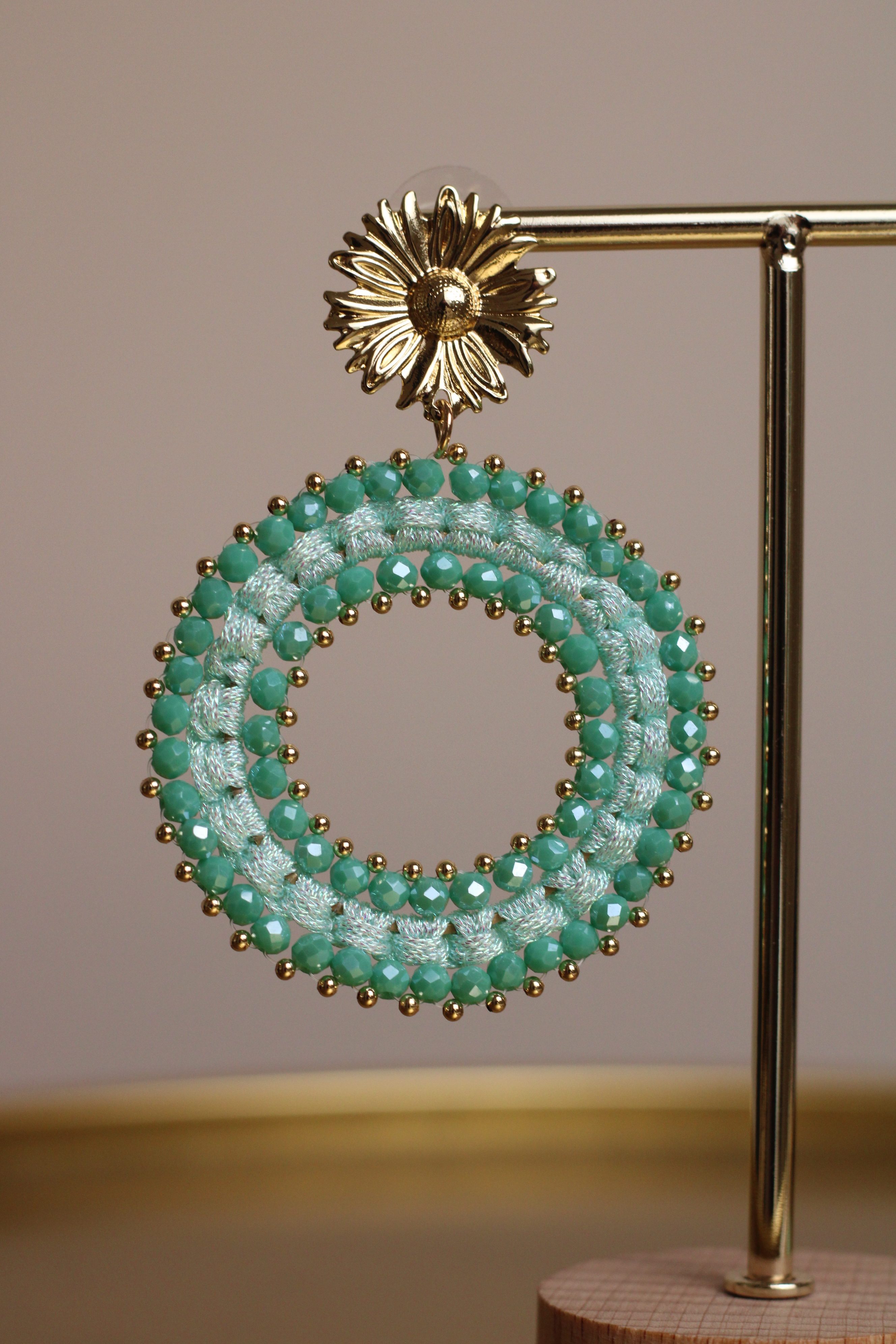 Bloem Oorbellen Aqua - Goud