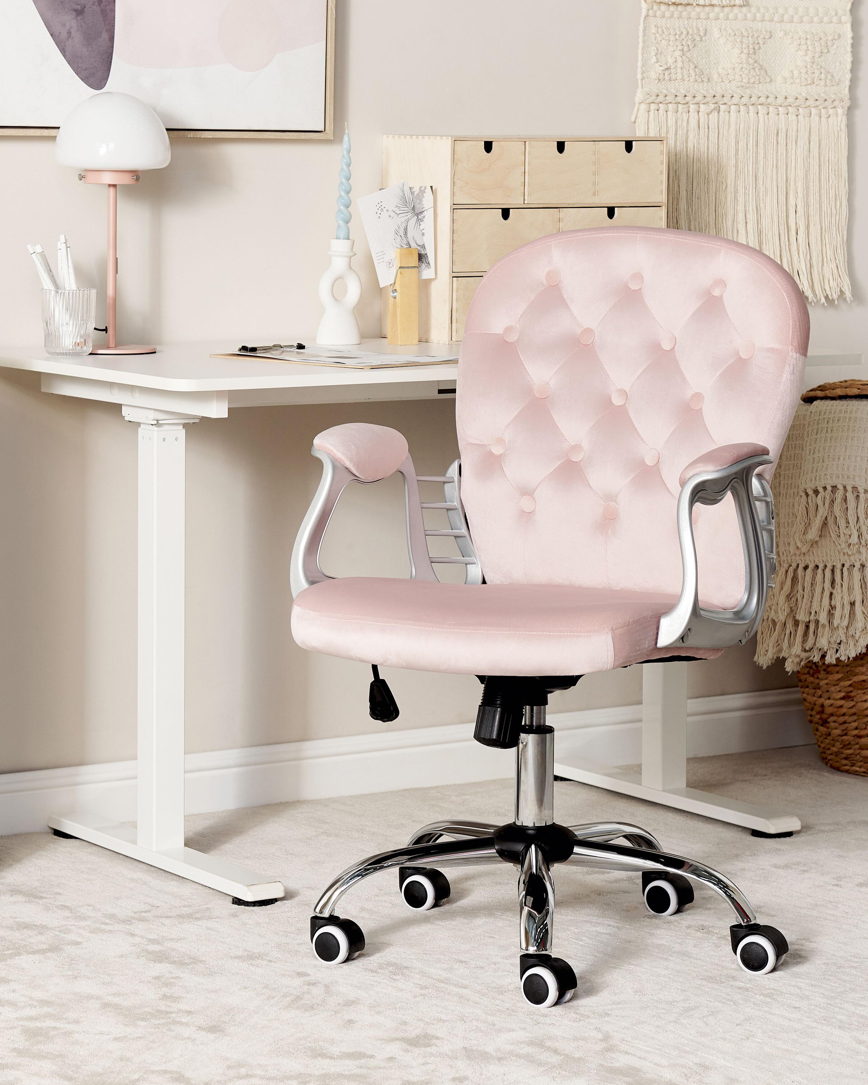 Bureaustoel PRINCESS Fluweel Pastelroze