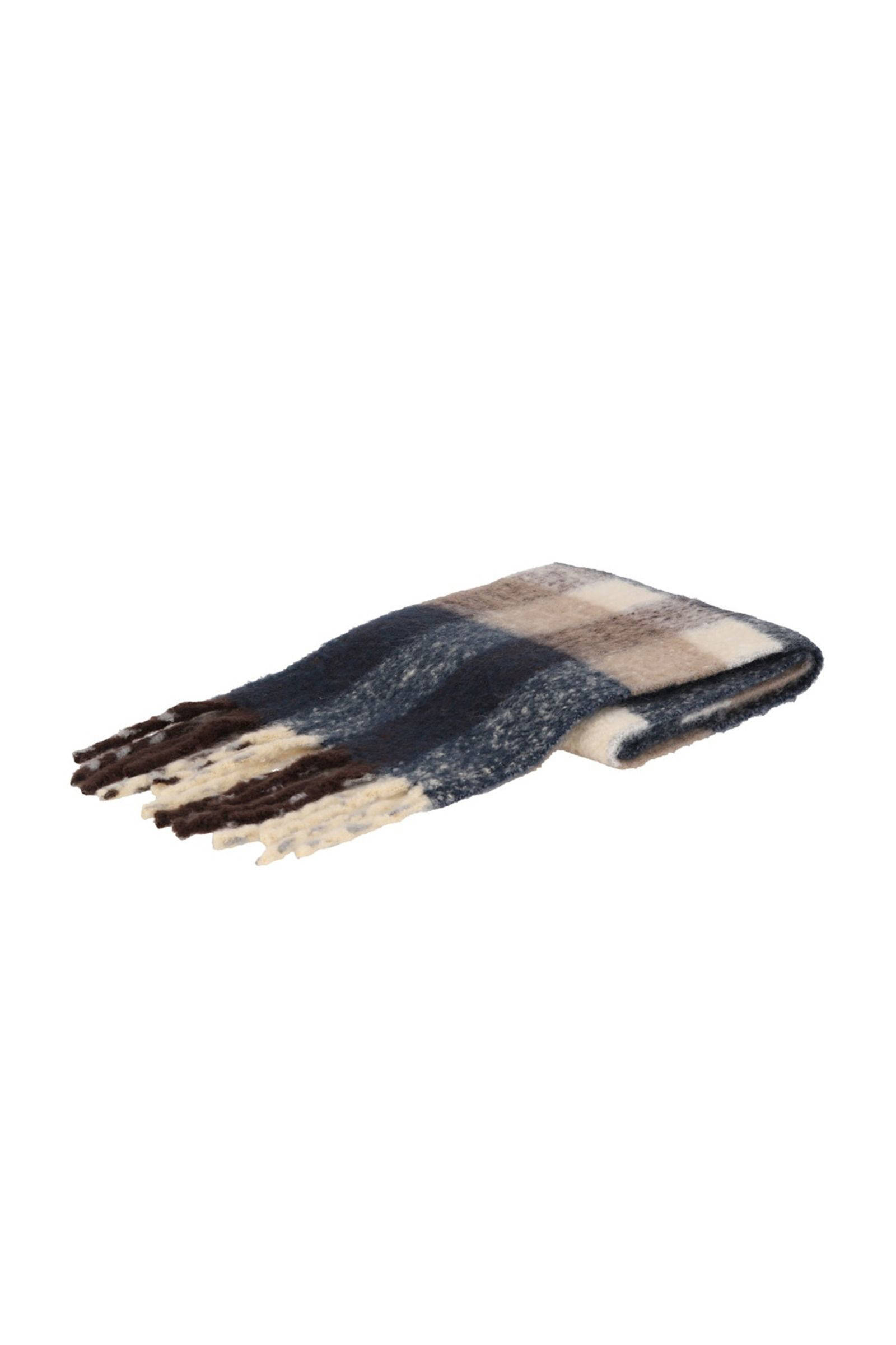 Sarlini geruite sjaal bruin/donkerblauw