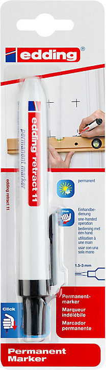 Marqueur permanent rétractable tout matériaux Edding e-11