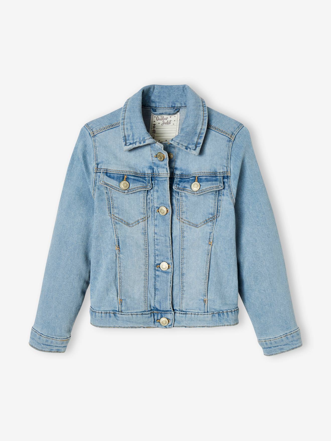Jaqueta jeans personalizável para meninas, cor pedra