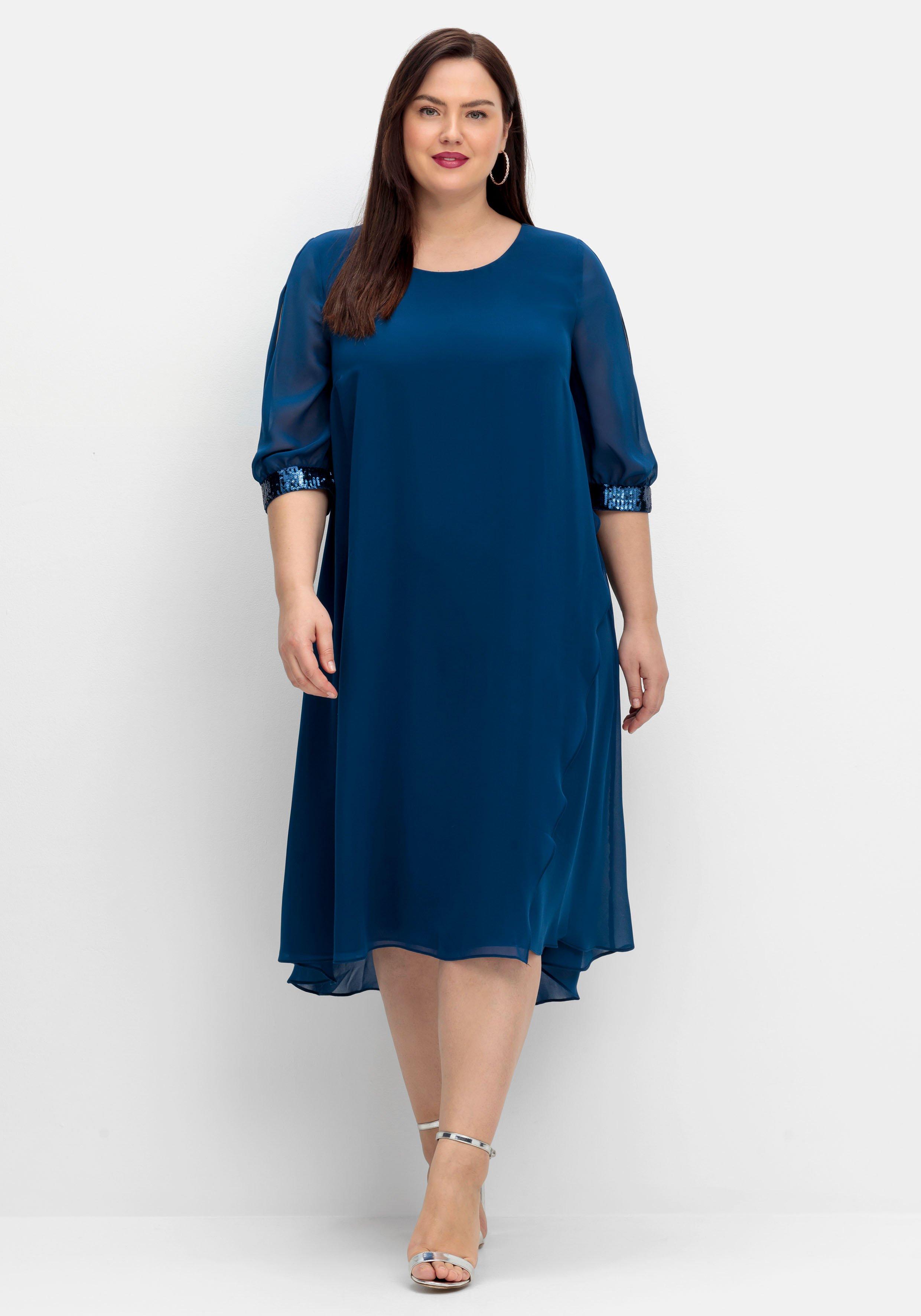 Abendkleid aus Georgette, mit geschlitztem Ärmel