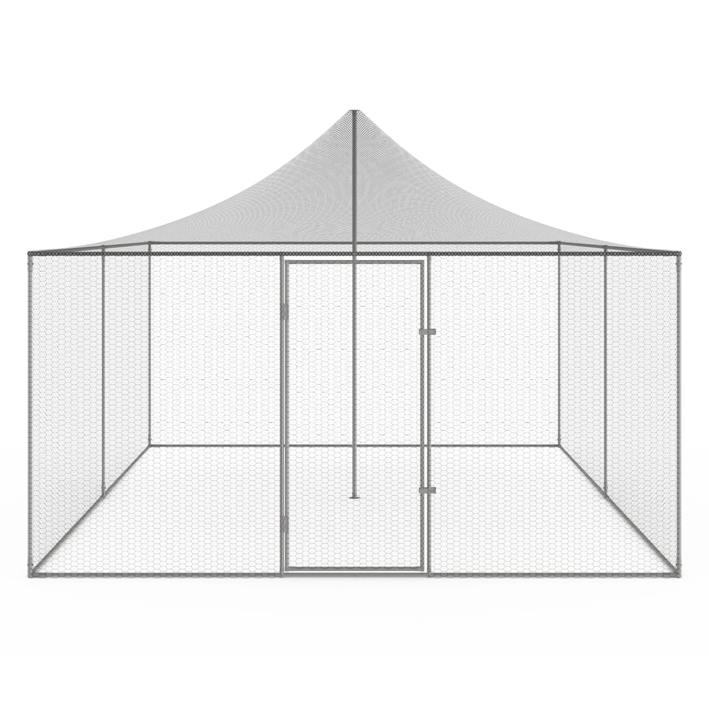 Volière 12m² enclos poulailler 3x4M parc grillagé toit filet acier galvanisé