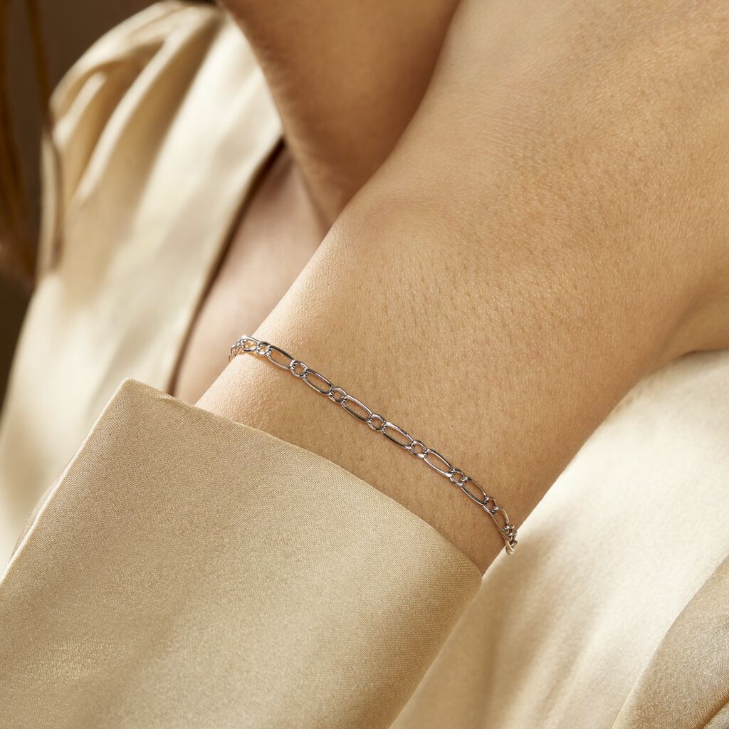 Bracelet Ophelio Maille Alternee 1/1 Or Blanc