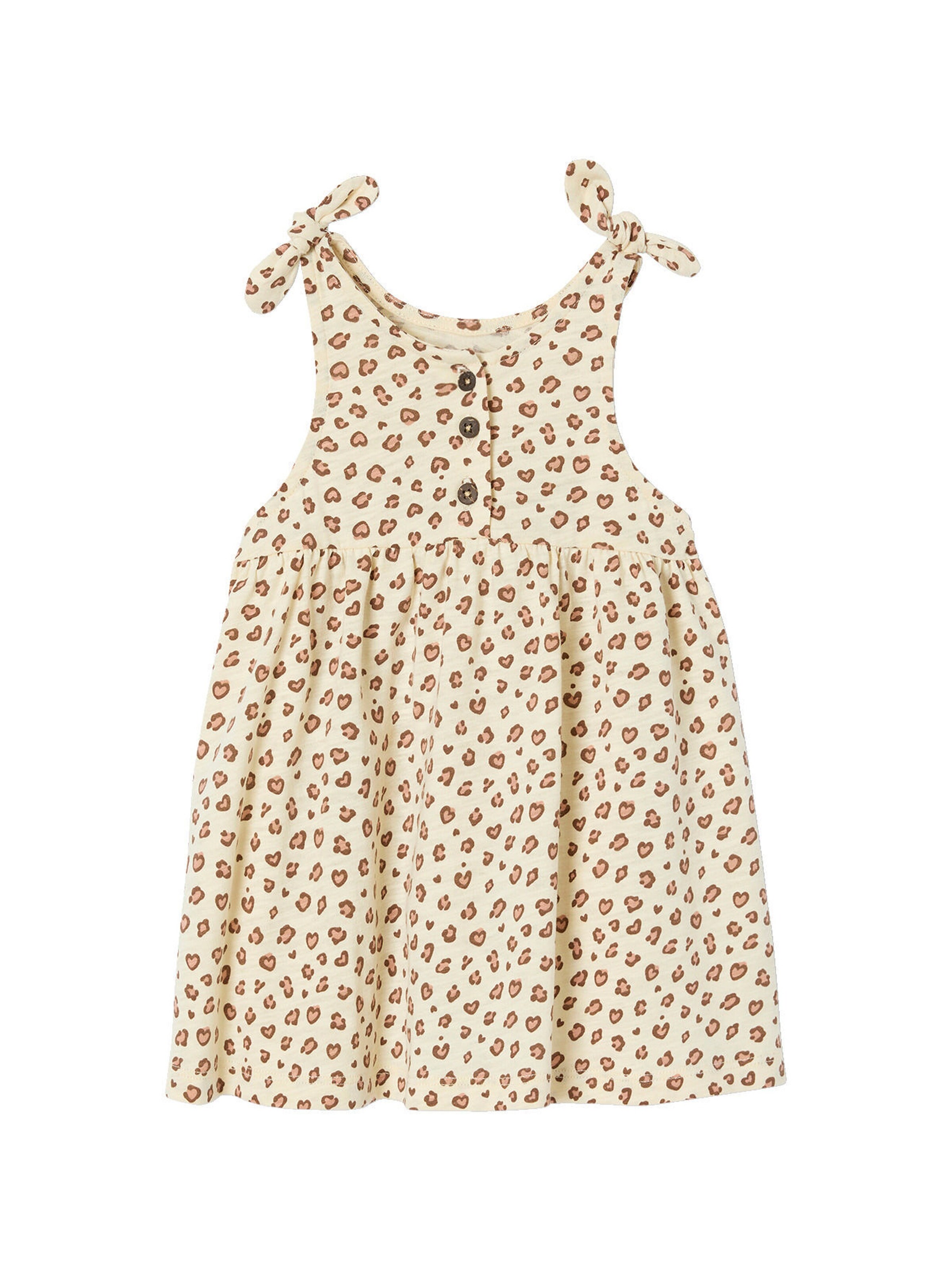 Vertbaudet Bio-Kollektion: Bedrucktes Mädchen Baby Trägerkleid vanille