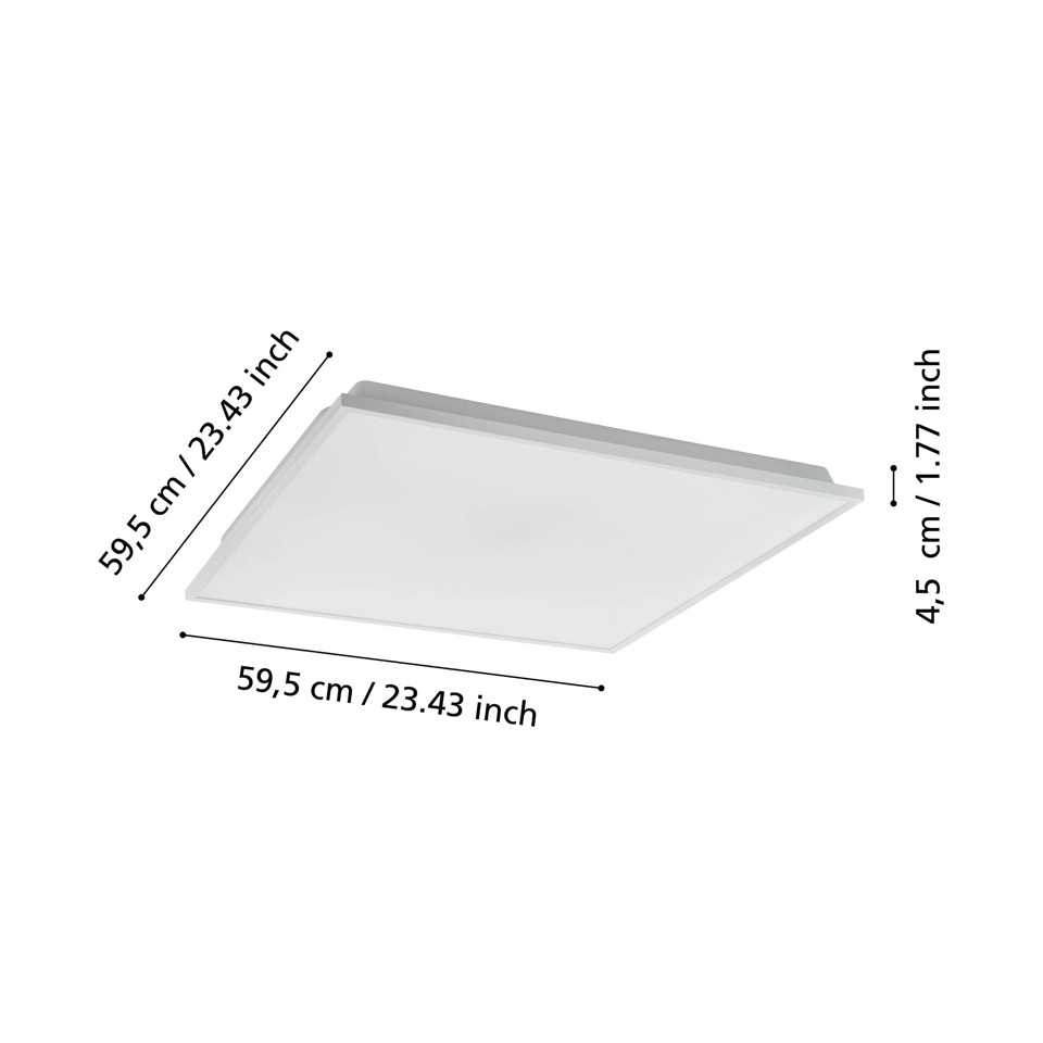 EGLO - Herrora-Z loftlampe hvid 59,5x59,5 - TW - Zigbee, Bluetooth
