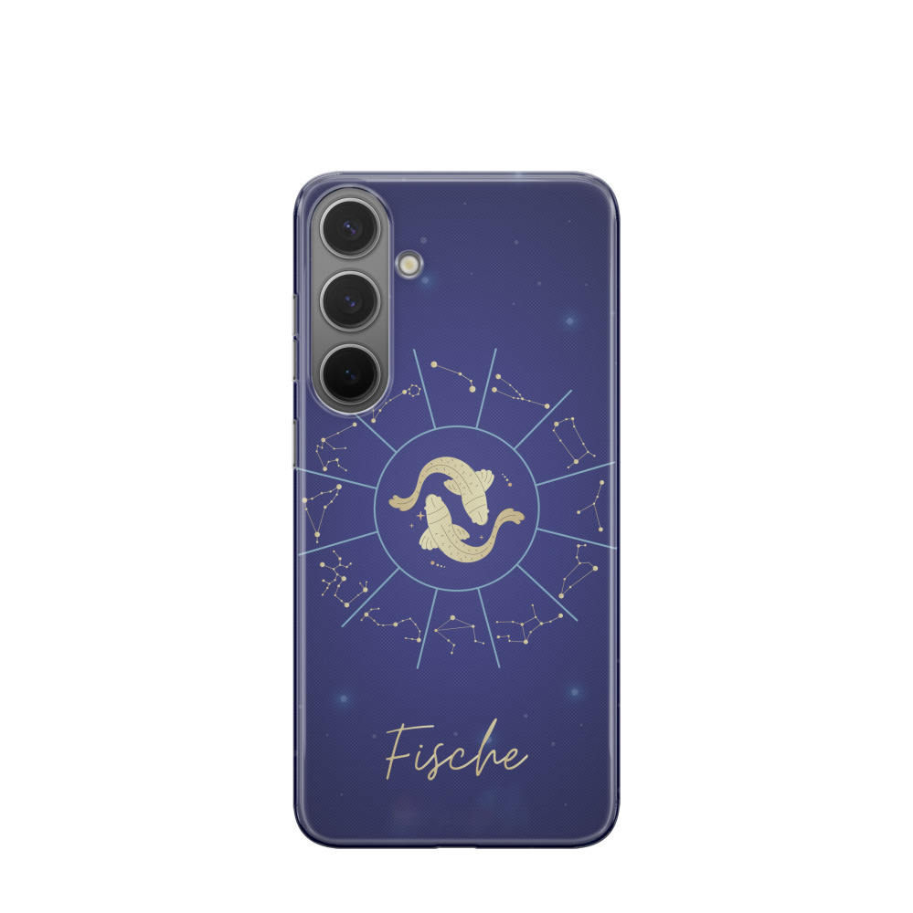 Samsung Galaxy S24 Plus Gummi Hülle Fische 3 - Blau