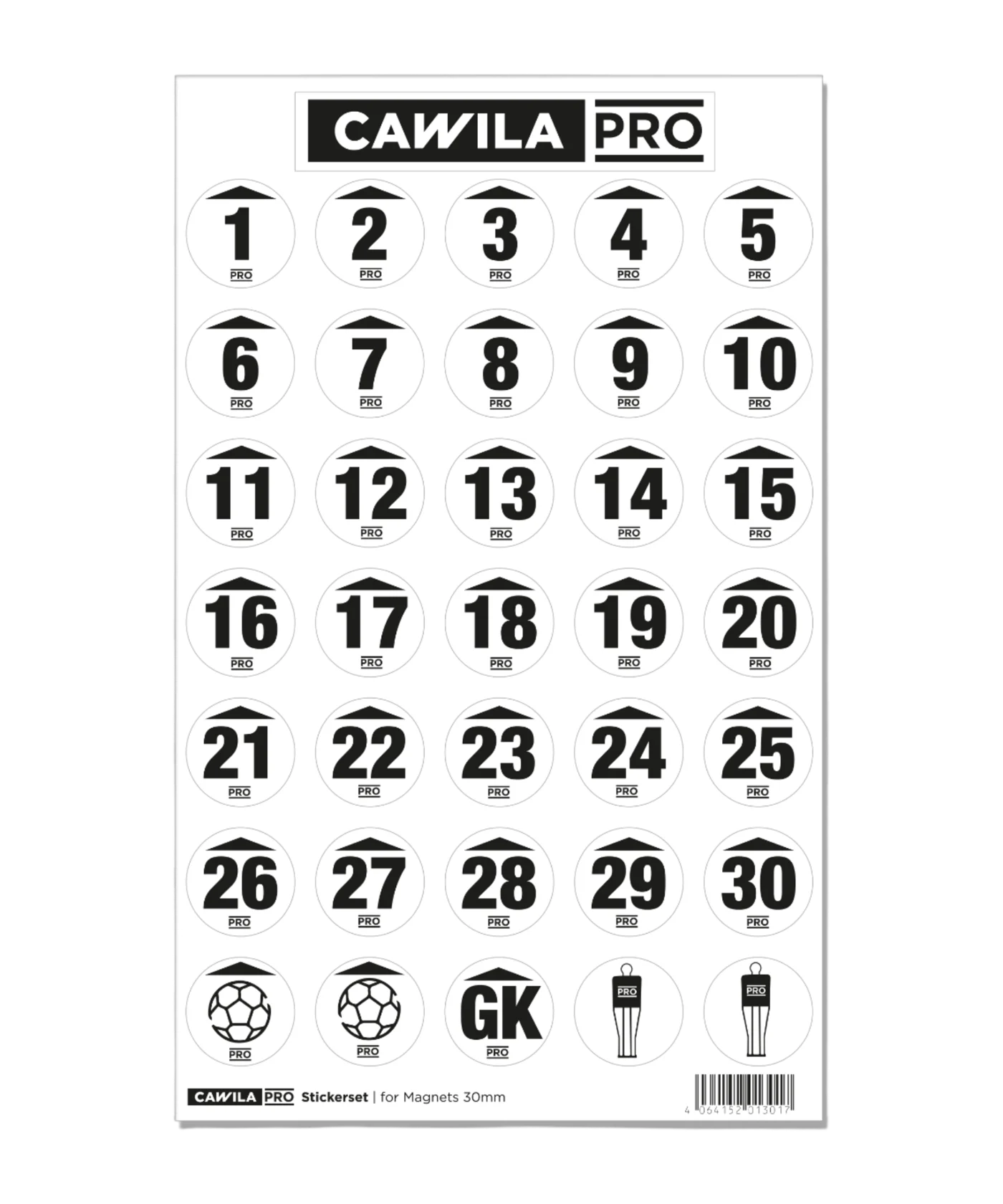 Cawila PRO Stickerset Rückennummer 30mm Schwarz