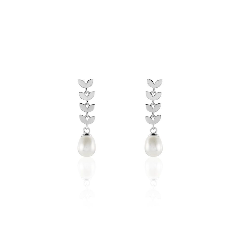 Boucles D'oreilles Pendantes Giacobbe Argent Blanc Perle De Culture