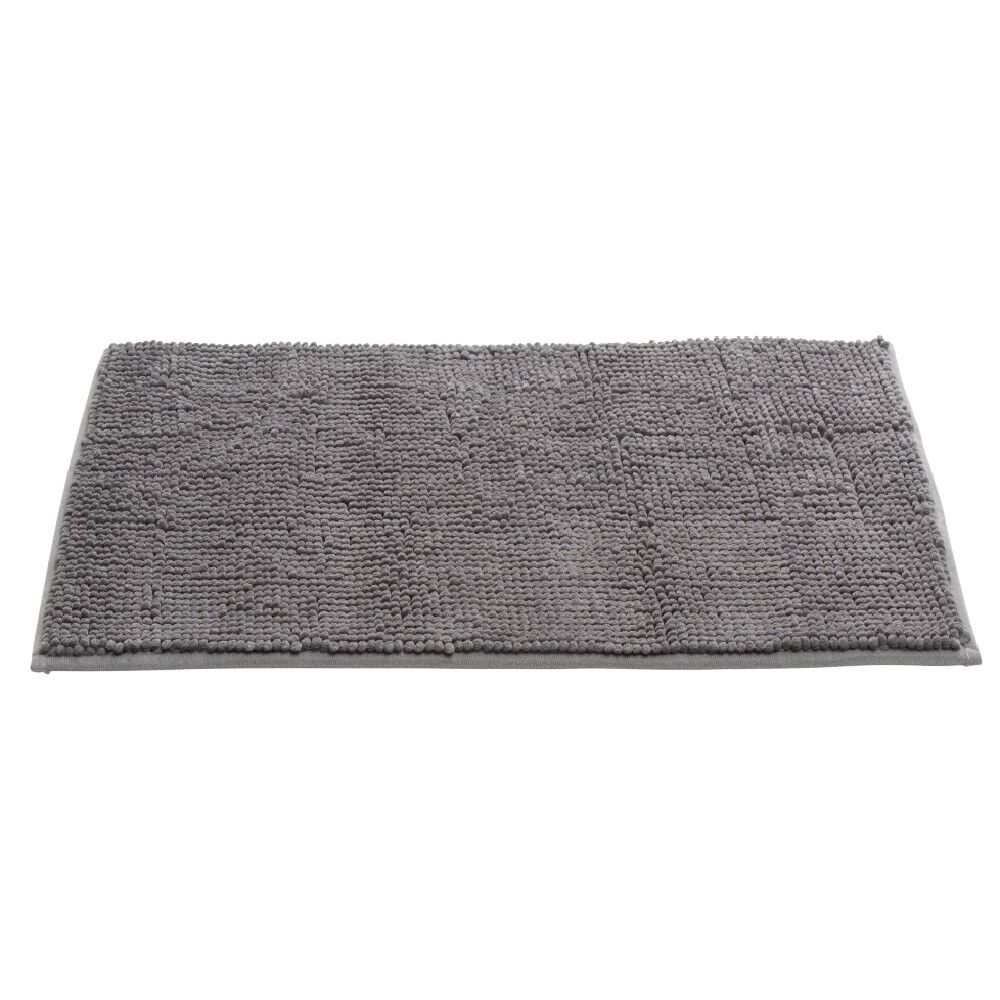 Tapis de salle de bain chenille gris grand modèle