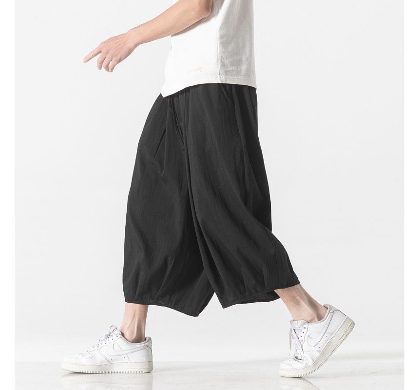 Aozora - Low Rise Plain Capri Baggy Pants