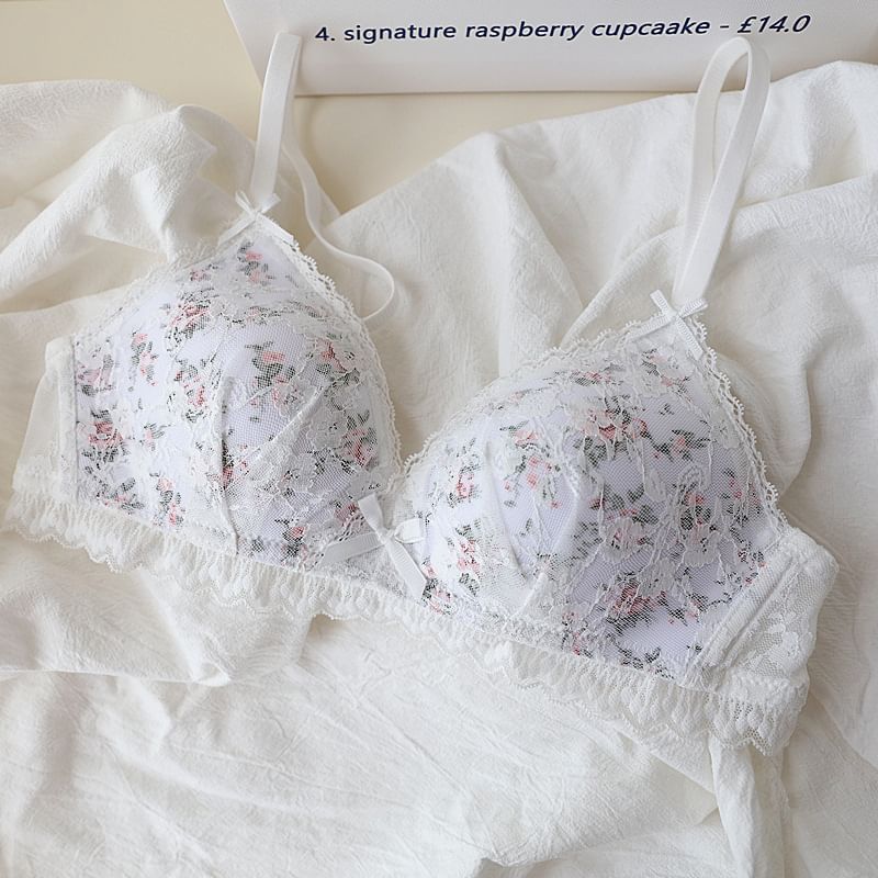 Nabla - Bloemenprint Strik Kanten Beha / Slip / Set