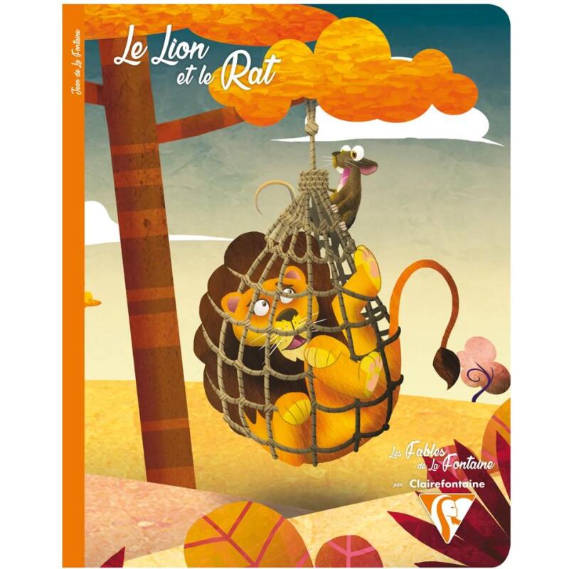 Les Fables de La Fontaine cahier piqué 17x22cm 96 pages ligné + marge 6 fables assorties - Assortis