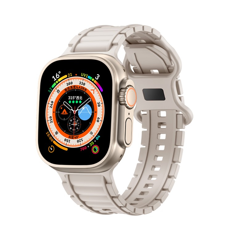 Apple Watch (42/41/40/38 mm) HNBR Armband mit Knopf Verschluss (Gelenkumfang: 160-220mm) - Beige