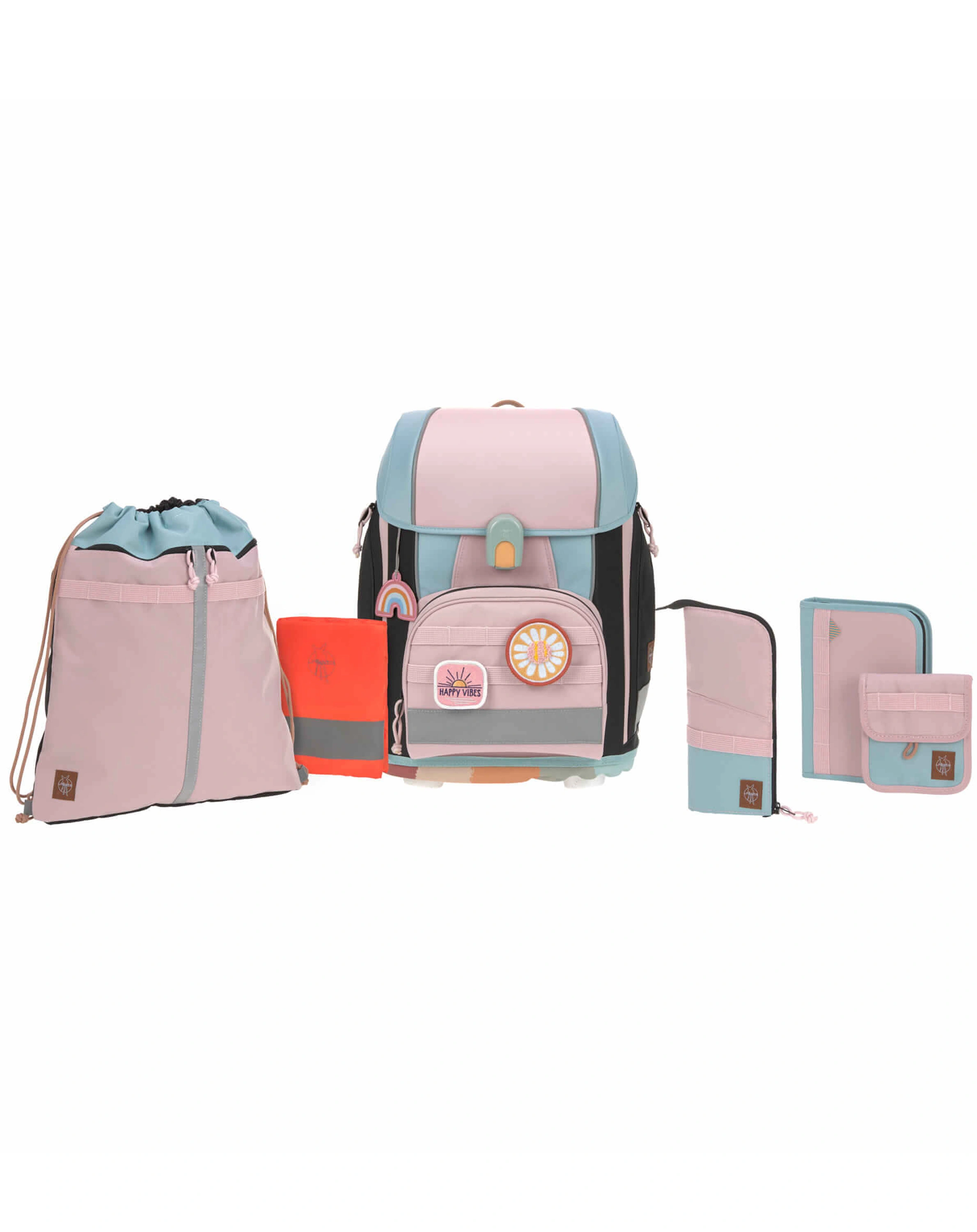Schulranzen-Set BOXY UNIQUE (30x25x42) 7-teilig in rose/blue