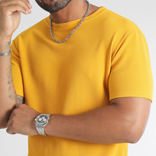 Tee Shirt Texturé Waffle 0412 Jaune