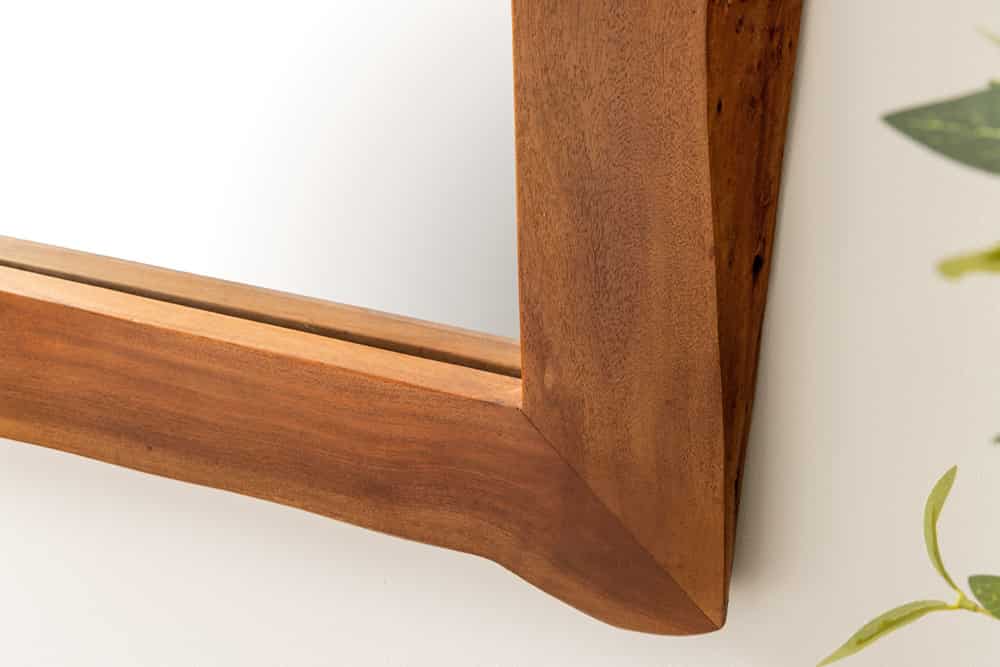 Massiver Spiegel MAMMUT 100cm braun Akazienholz Baumkante Wandspiegel