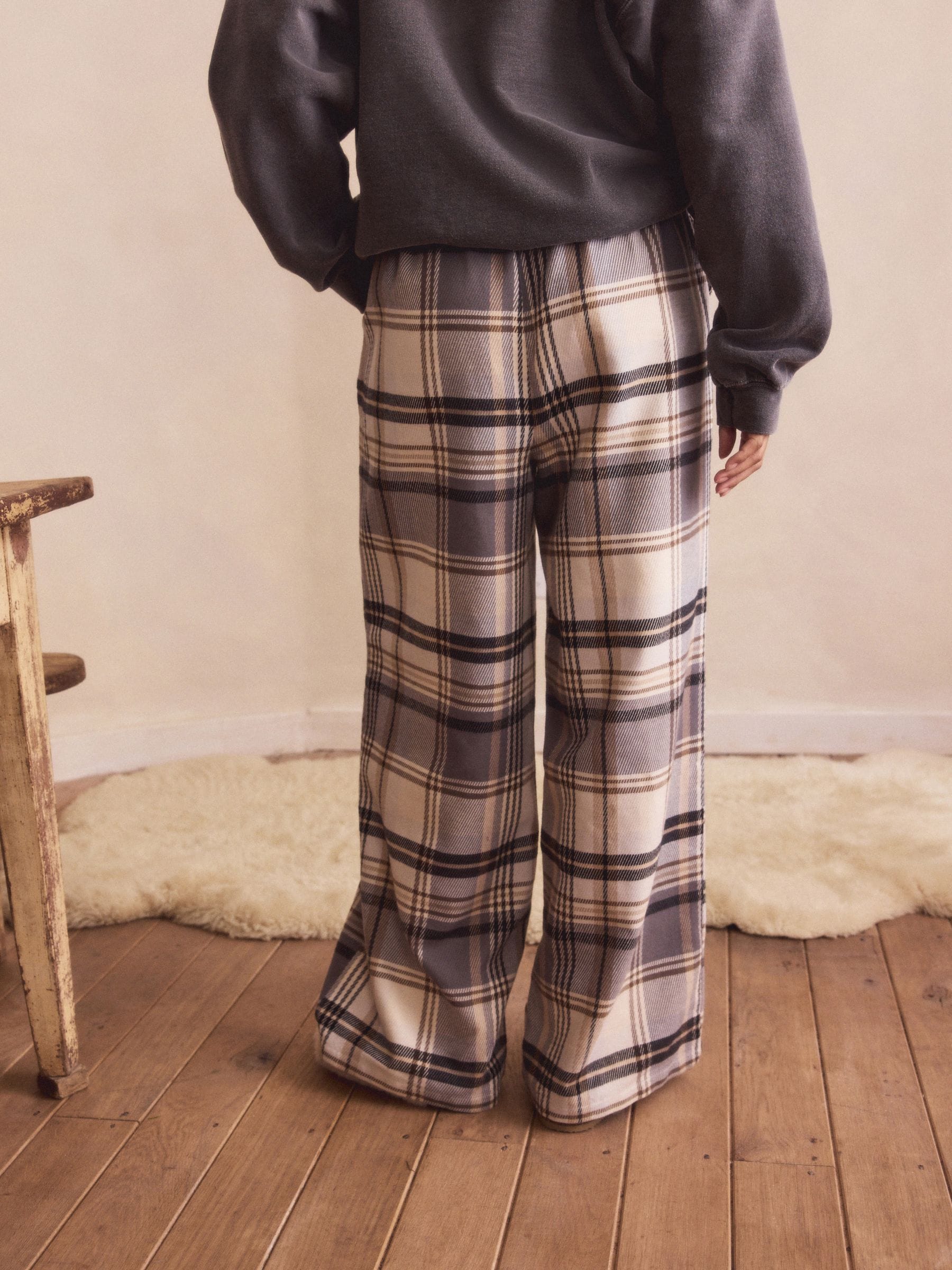 Neutraal geruit - Textured Pyjama Bottoms