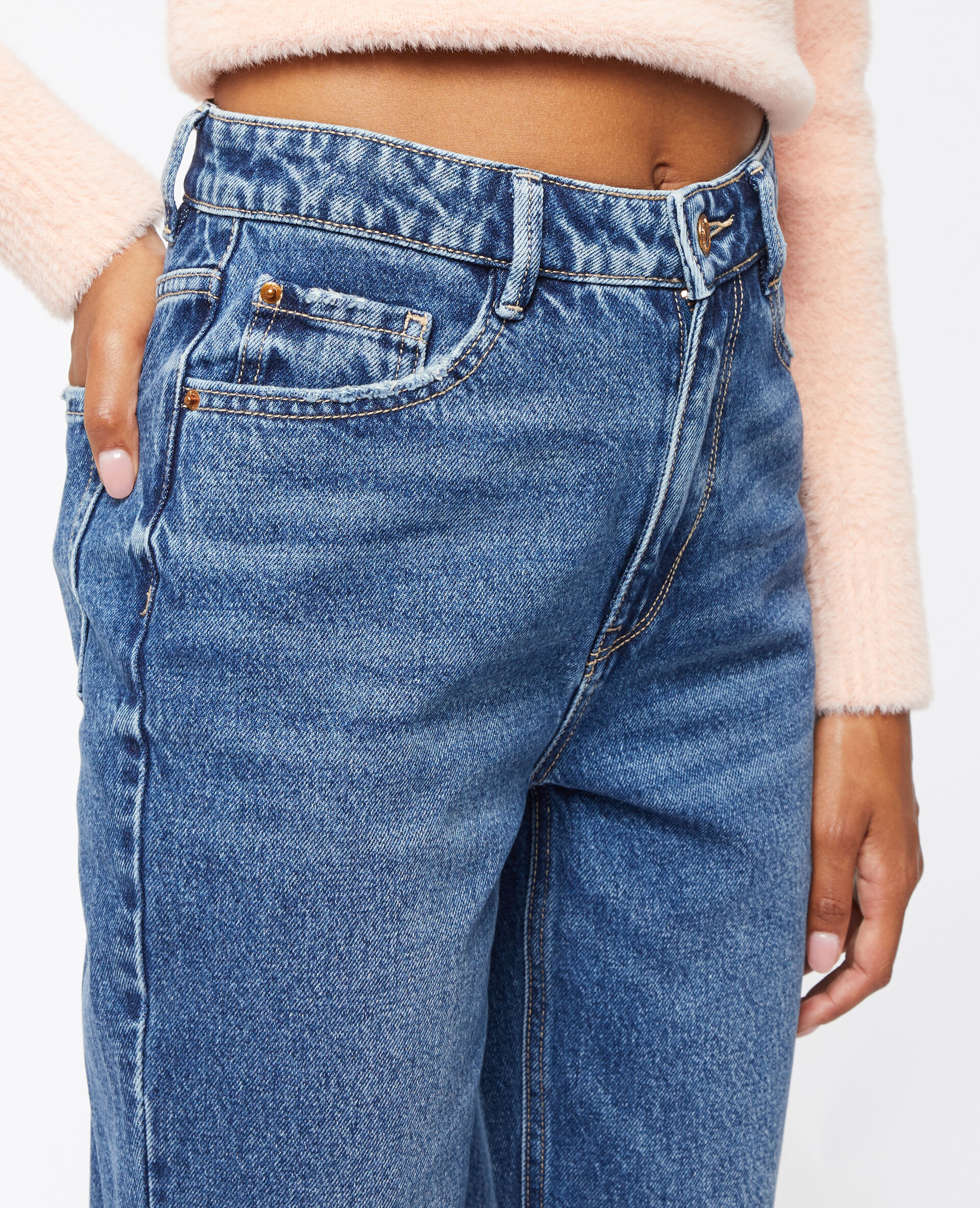 Jean mom taille haute - Bleu marine