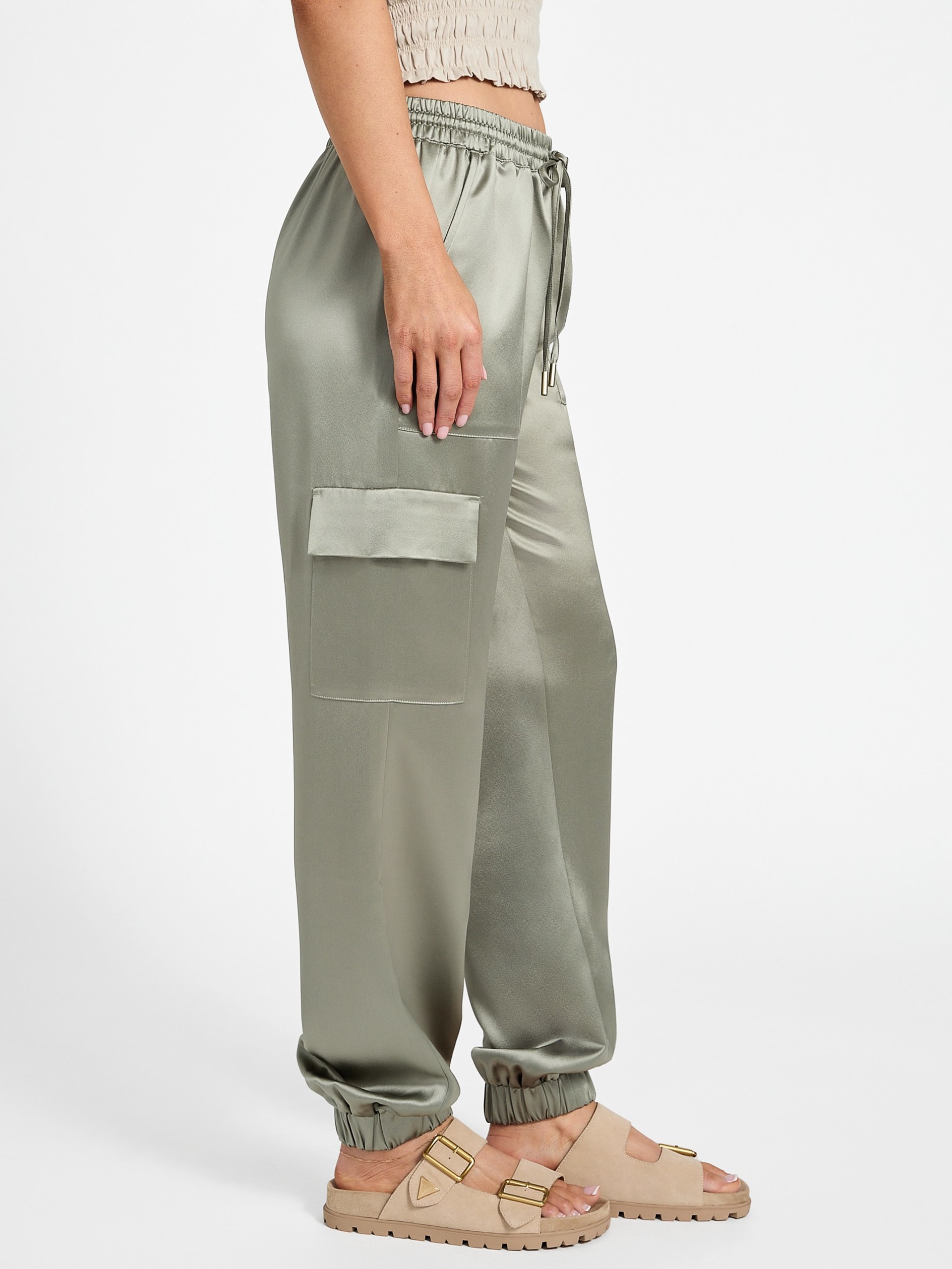 Marzia Joggers de cetim com cordão
