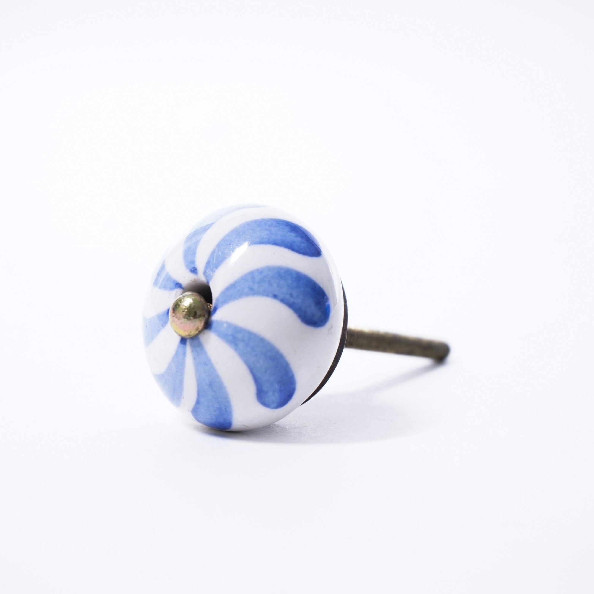 Keramik Möbelknopf, handglasiert, blau/weiß, Ø 3,5 cm günstig bestellen