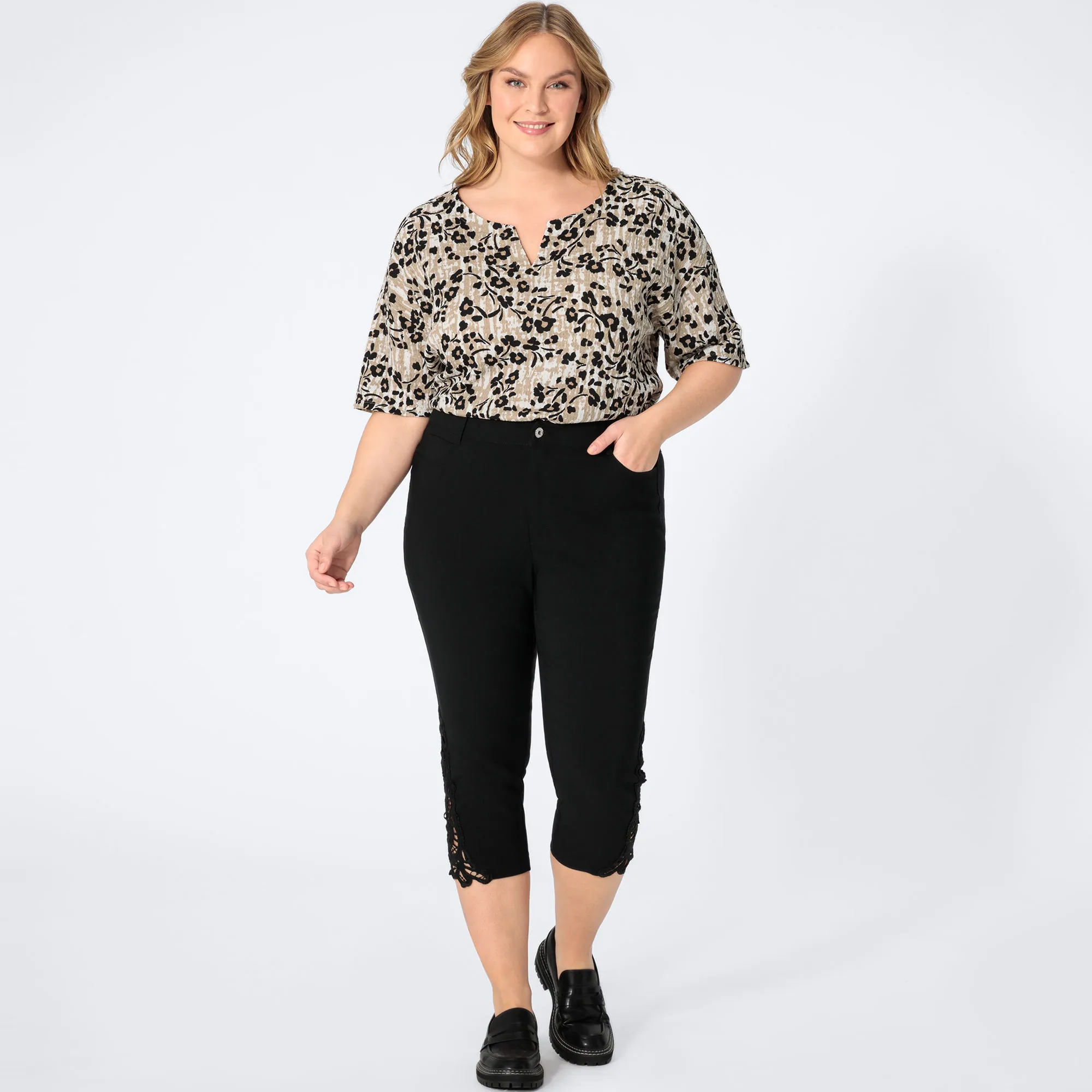 Damen-Hose mit Spitzeneinsätzen, große Größen