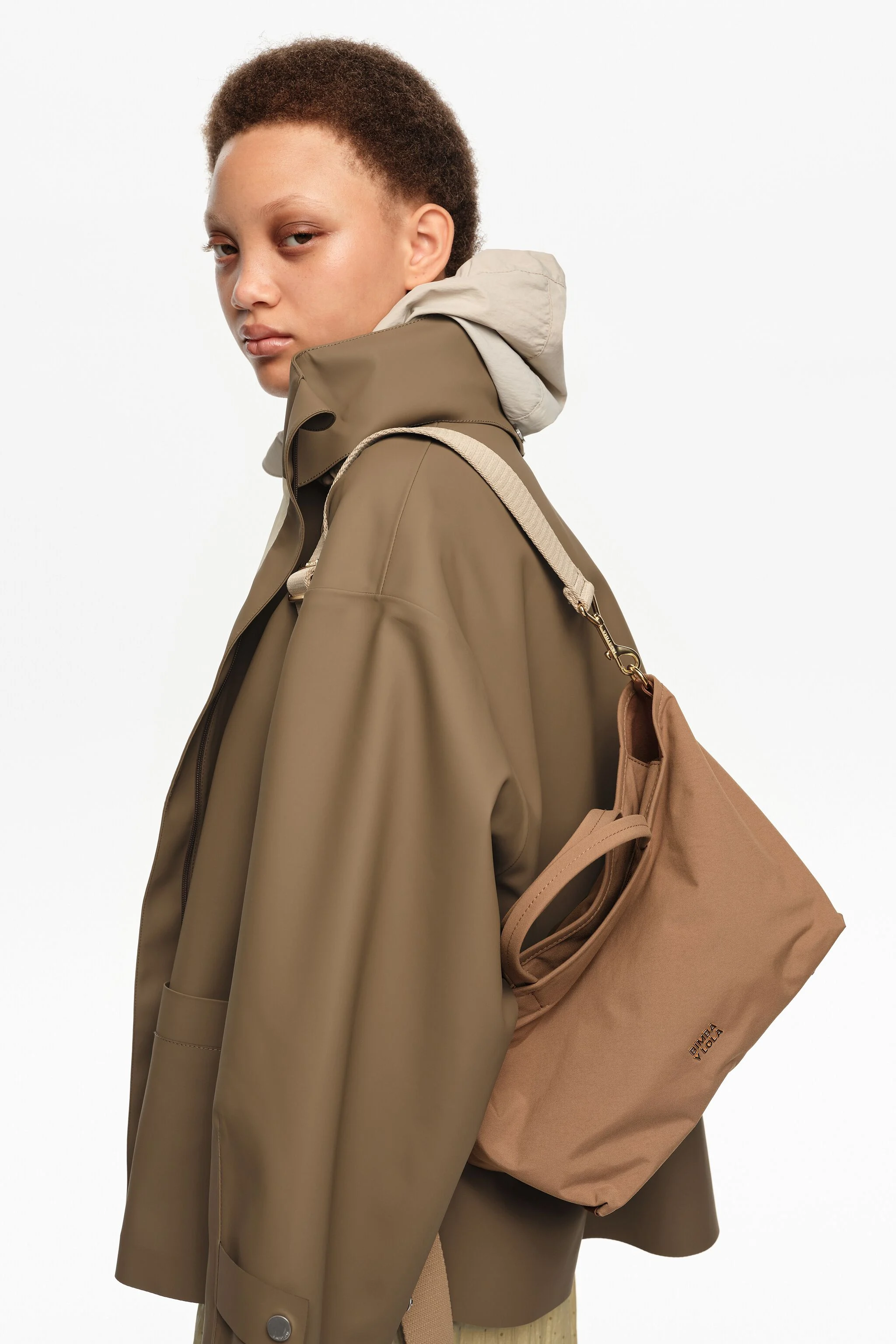 Sacola de compras média em gabardine cor nogueira
