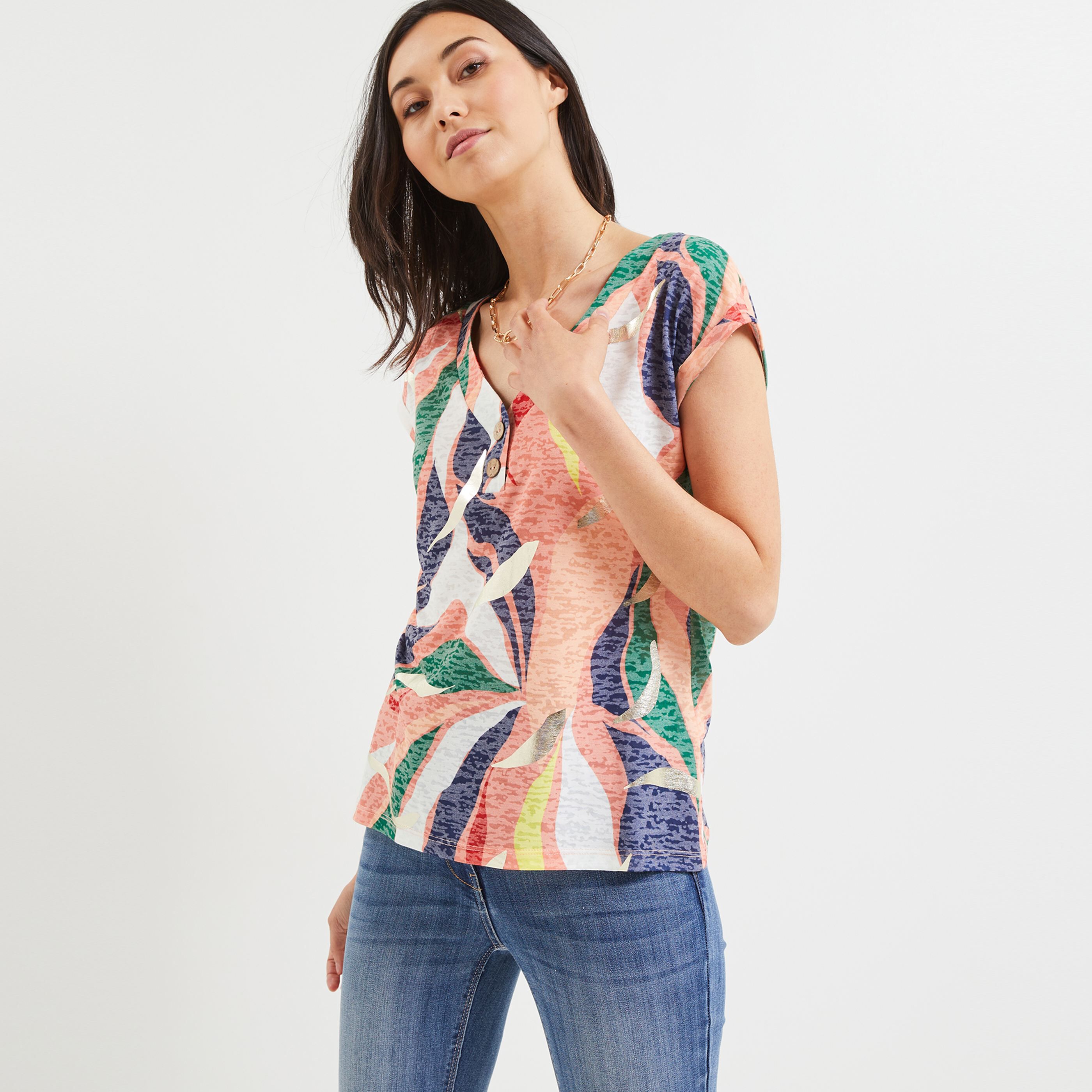 Tshirt imprimé femme - ORANGE