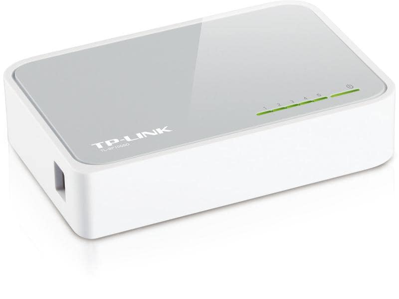 TP-Link Switch TL-SF1005D 5 Port Effizienter 5-Port 10/100Mbps Desktop-Switch – Energiesparend, Lüfterlos, Universelle Kompatibilität