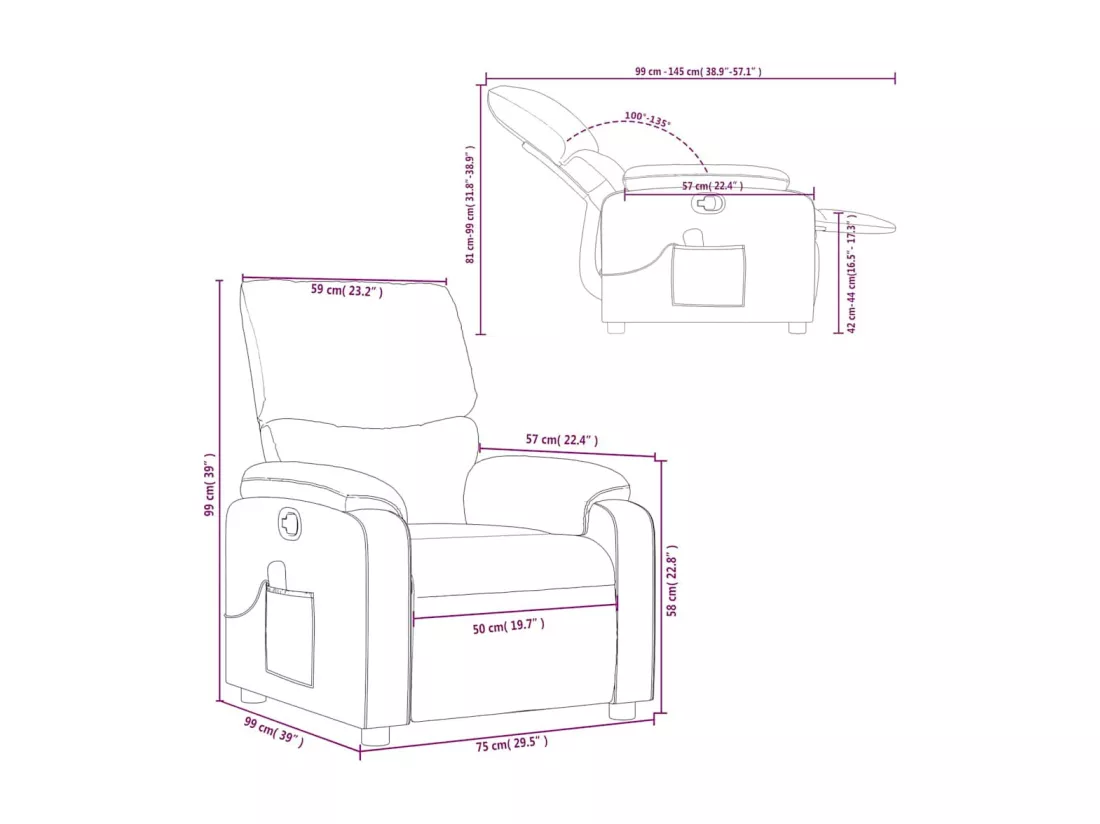 Fauteuil inclinable de massage Crème Similicuir