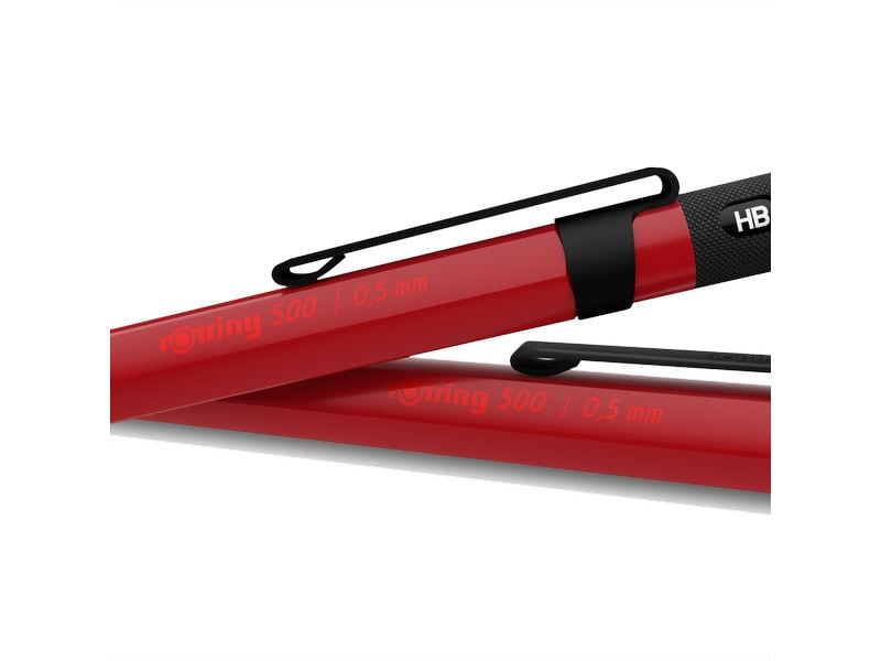 Rotring 500 Feinminenstift Metallic Rot, 0.5 mm Leichter Druckbleistift mit sechseckigem Kunststoffgehäuse und Metall-Griffzone