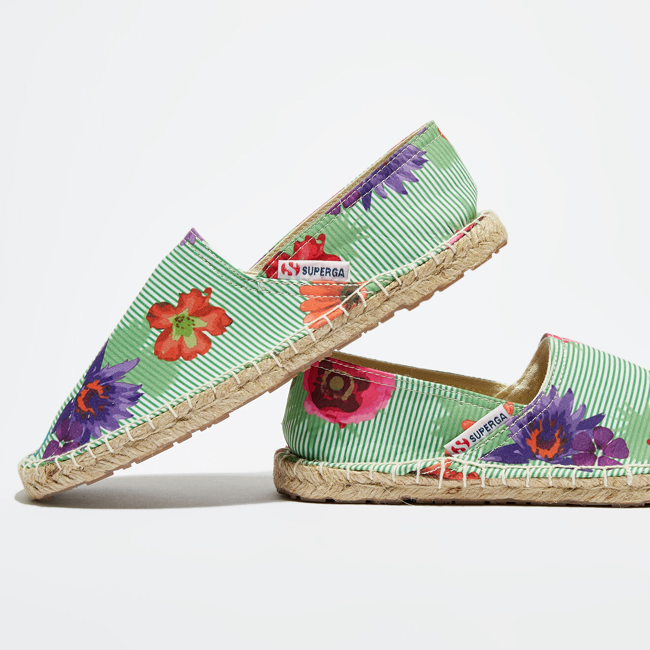 Superga Espadrilles fleuries vertes