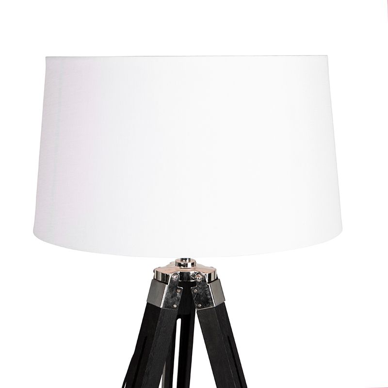 Vloerlamp Tripod zwart met kap 45cm linnen wit