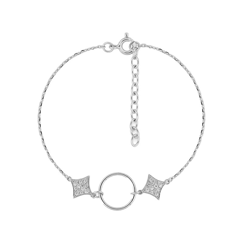 Bracelet Femme - Oxyde de zirconium - Argent 925 - Longueur : 18 cm
