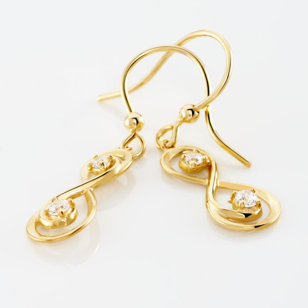 Boucles D'oreilles Pendantes Ademar Or Jaune Oxyde De Zirconium