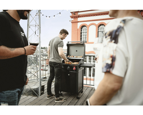 Enders Cubiq Pro 3 R Turbo 3-pits gasbarbecue, zwart, inclusief dekselthermometer, vetopvangbak, grillrooster, krachtige verwarmingszone, uitklapbare zijtafel, warmhoudrek.