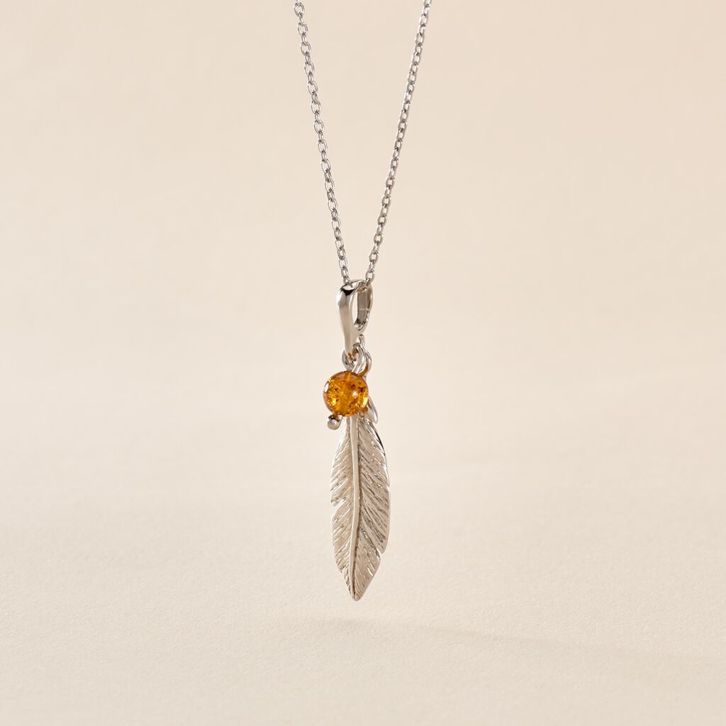 Collier Argent Blanc Adriane Ambre
