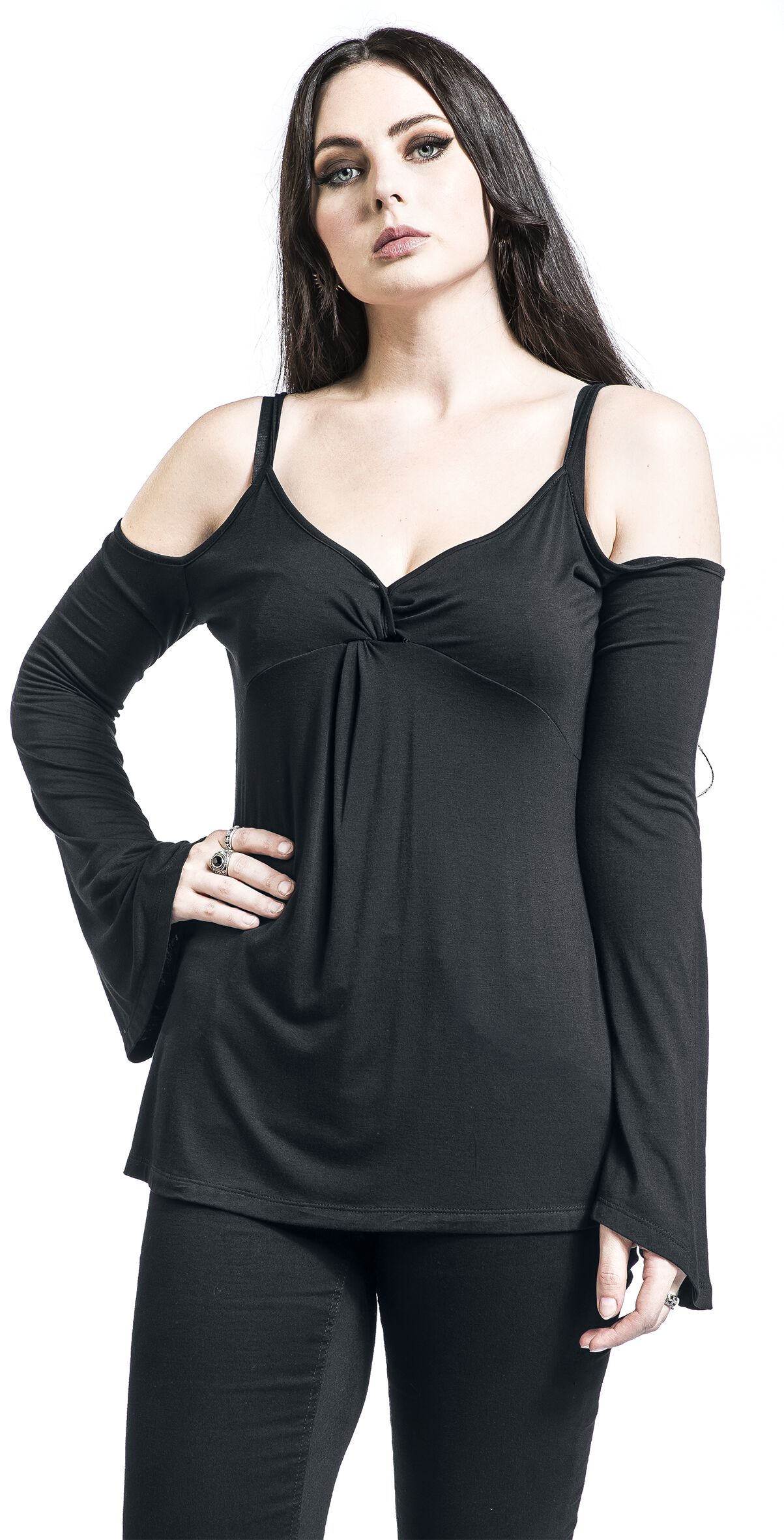 T-Shirt Col Bateau Avec Nœud | Gothicana by EMP T-shirt manches longues