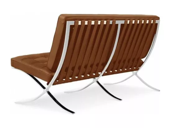 Canapé design 2 places cuir capitonné marron Barka