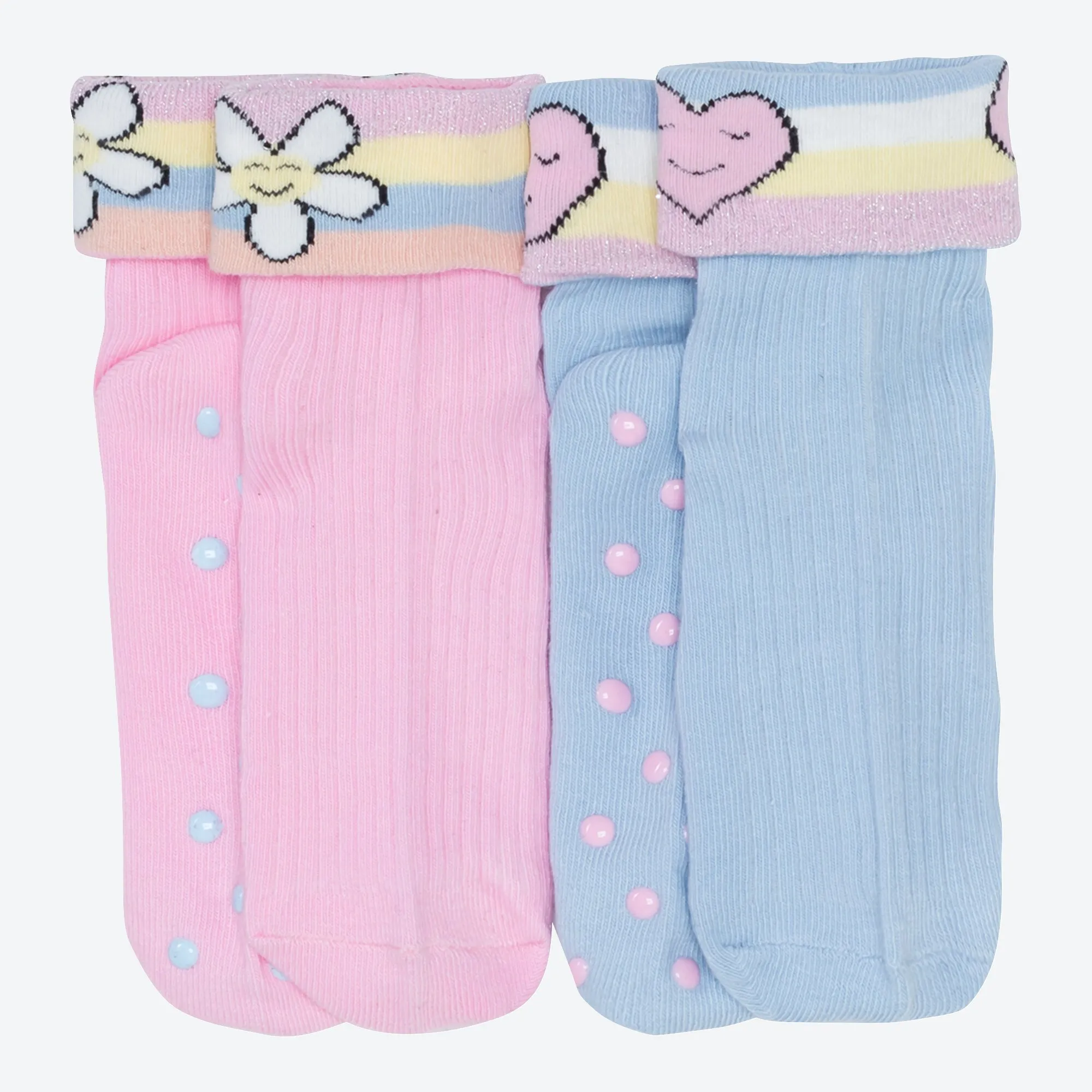 Mädchen-ABS-Socken mit Glitzer-Effekten, 2er-Pack