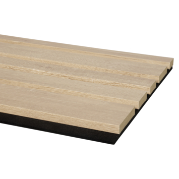 Kleurstaal lattenwand Decowall Acoustic Blend naturel eiken 30x25cm