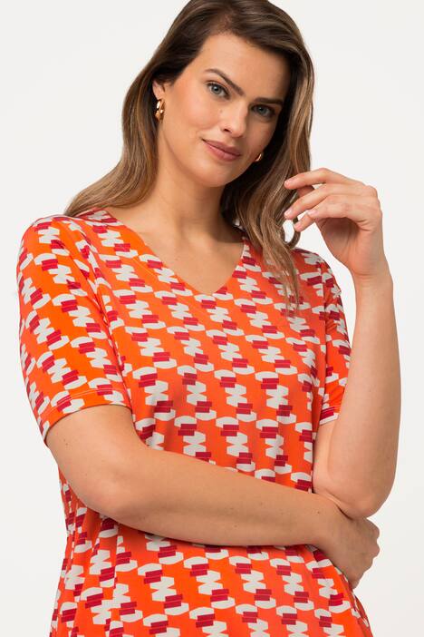 Slinkyshirt, Retro-Design, V-Ausschnitt, Halbarm, dunkelorange