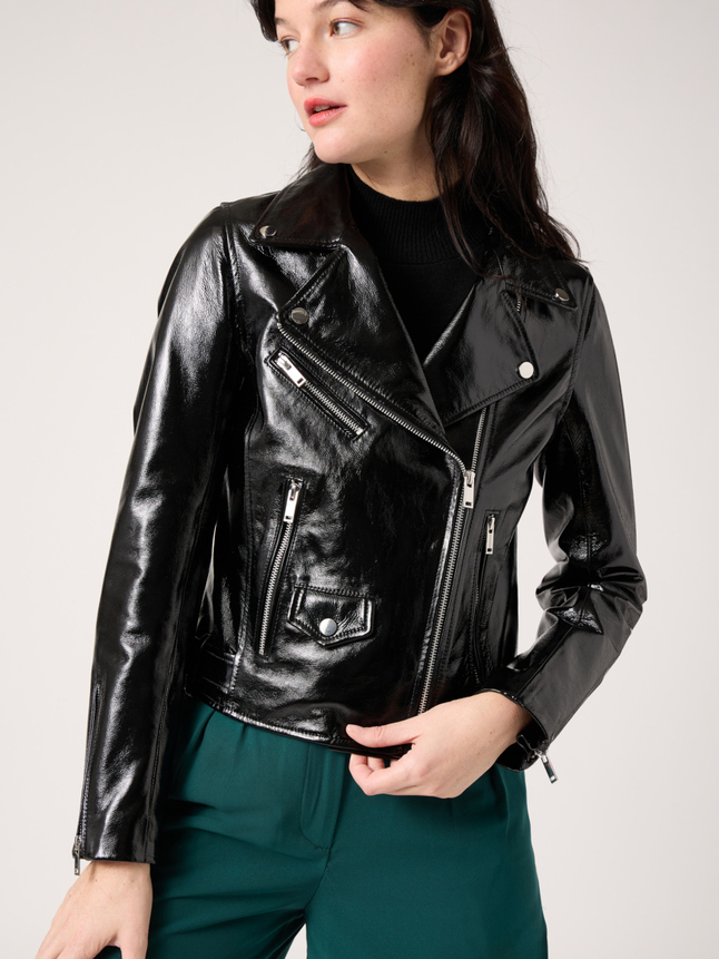 Veste en cuir vernis